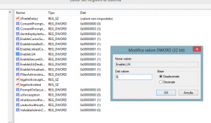 EnableLUA, la chiave di registro da modificare per disattivare il Controllo Utente su Windows 8