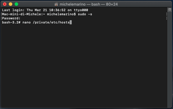 Modificare file hosts su mac os x