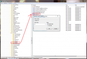 UAC in Windows 8, EnableLUA è la chiave da disabilitare modificandone il valore a 0 (zero)